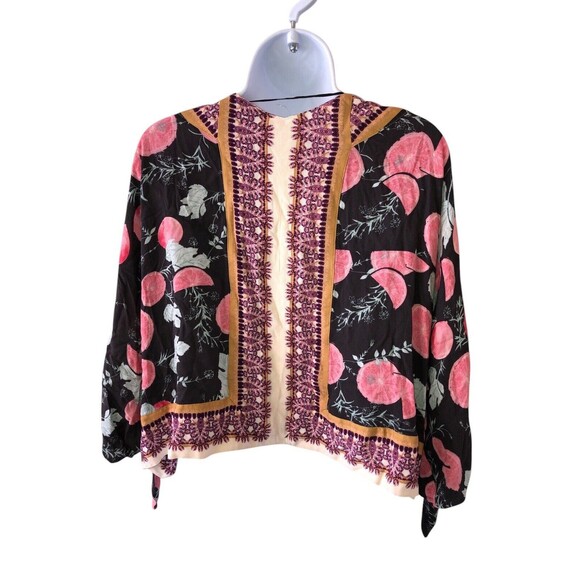 NWT Free People Cardigan Top Womens XS Abstract Artsy Print Tie Long Sleeve Boho - Picture 2 of 12